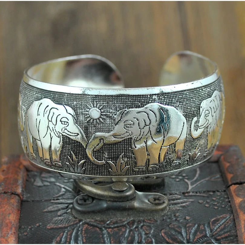 Vintage Cuff Bracelet Tibetan Silver Plated