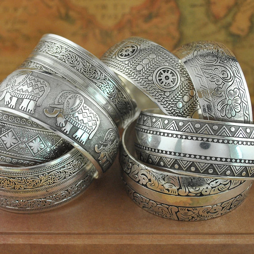 Vintage Cuff Bracelet Tibetan Silver Plated