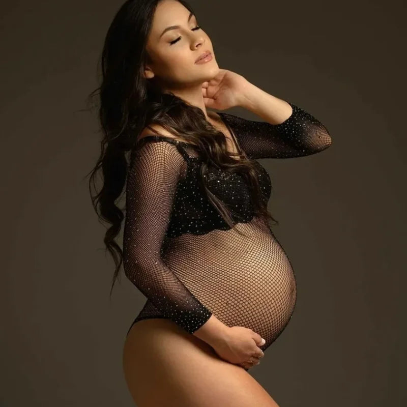 Shimmering See Through Bodysuit Maternity