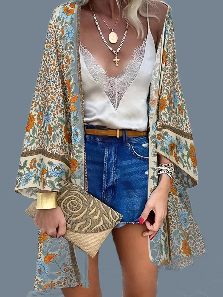 Floral Printed Beach Cardigan