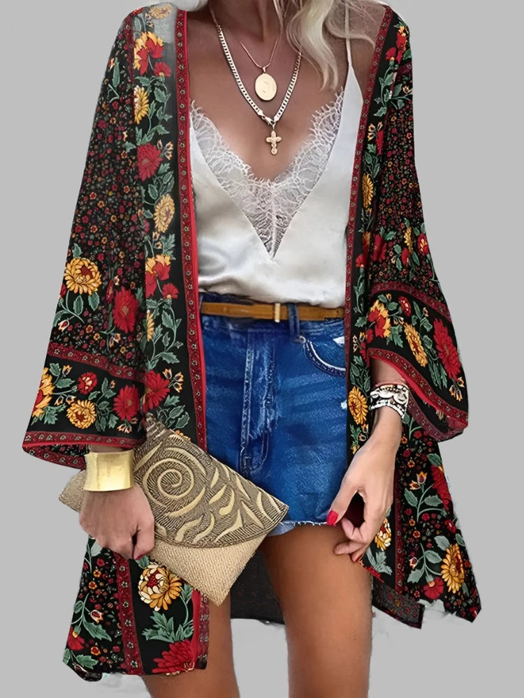 Floral Printed Beach Cardigan