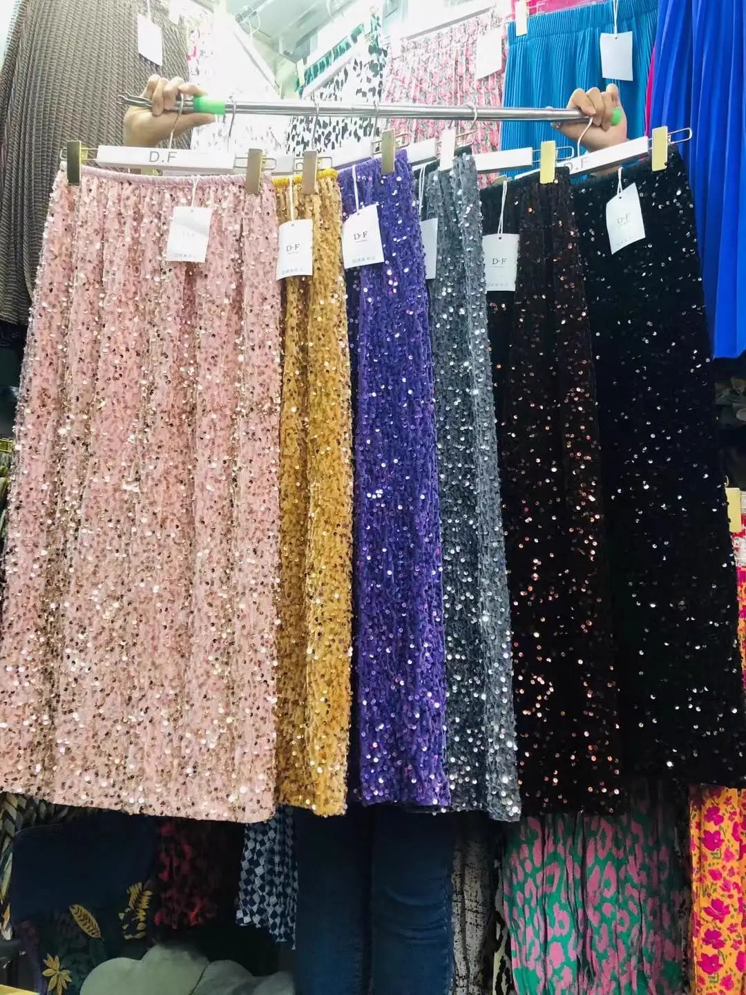 Korean Fashion Slit Sequined Party Pencil Skirts