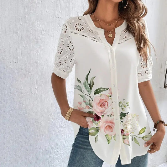 Casual Loose Lace Woman Shirt