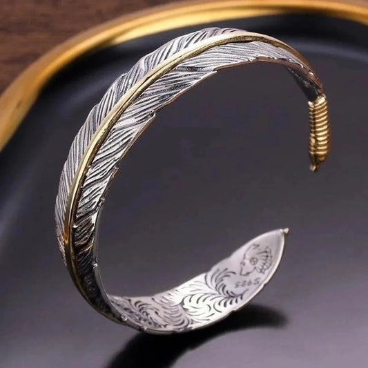 Feather Bangle Bracelet Unisex