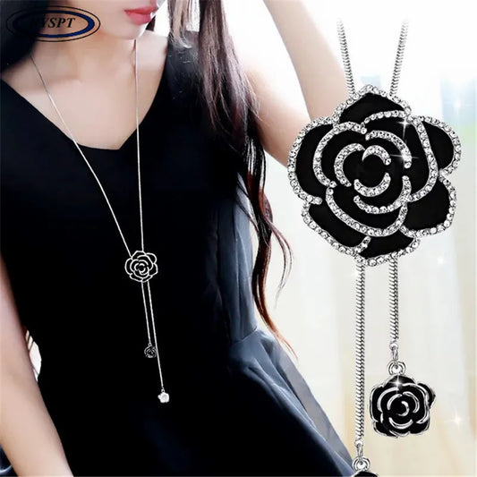 Black Rose Crystal Pendant