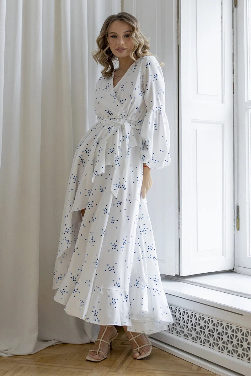 Boho White Polka Dot Dress